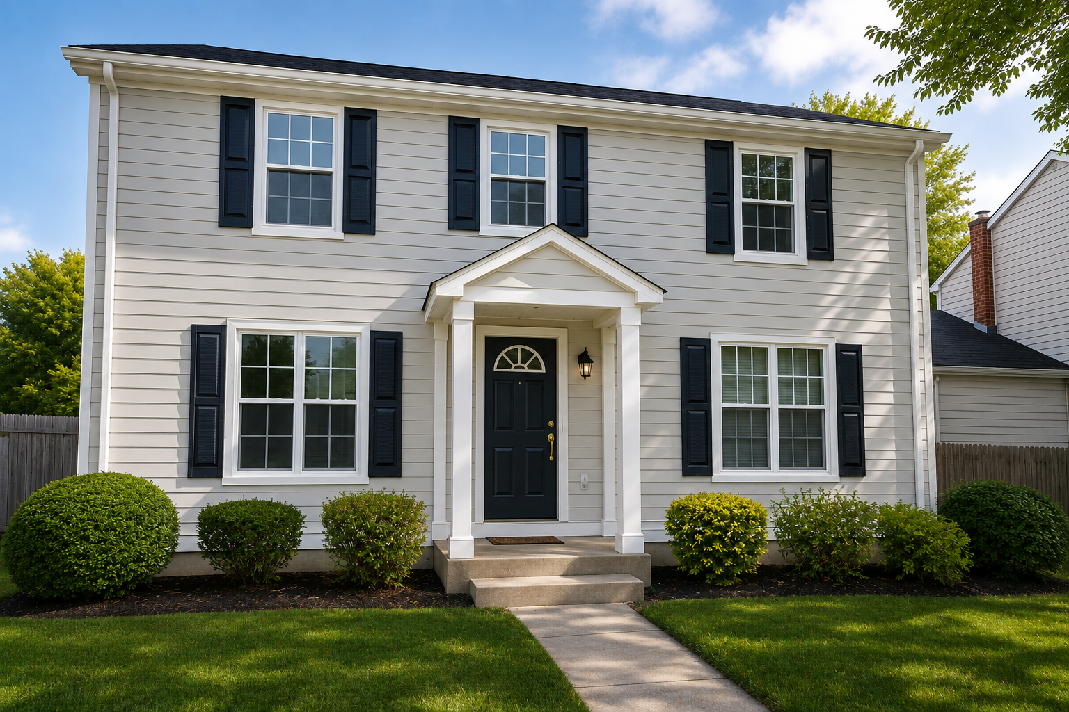 After view of renewed exterior surfaces with improved curb appeal