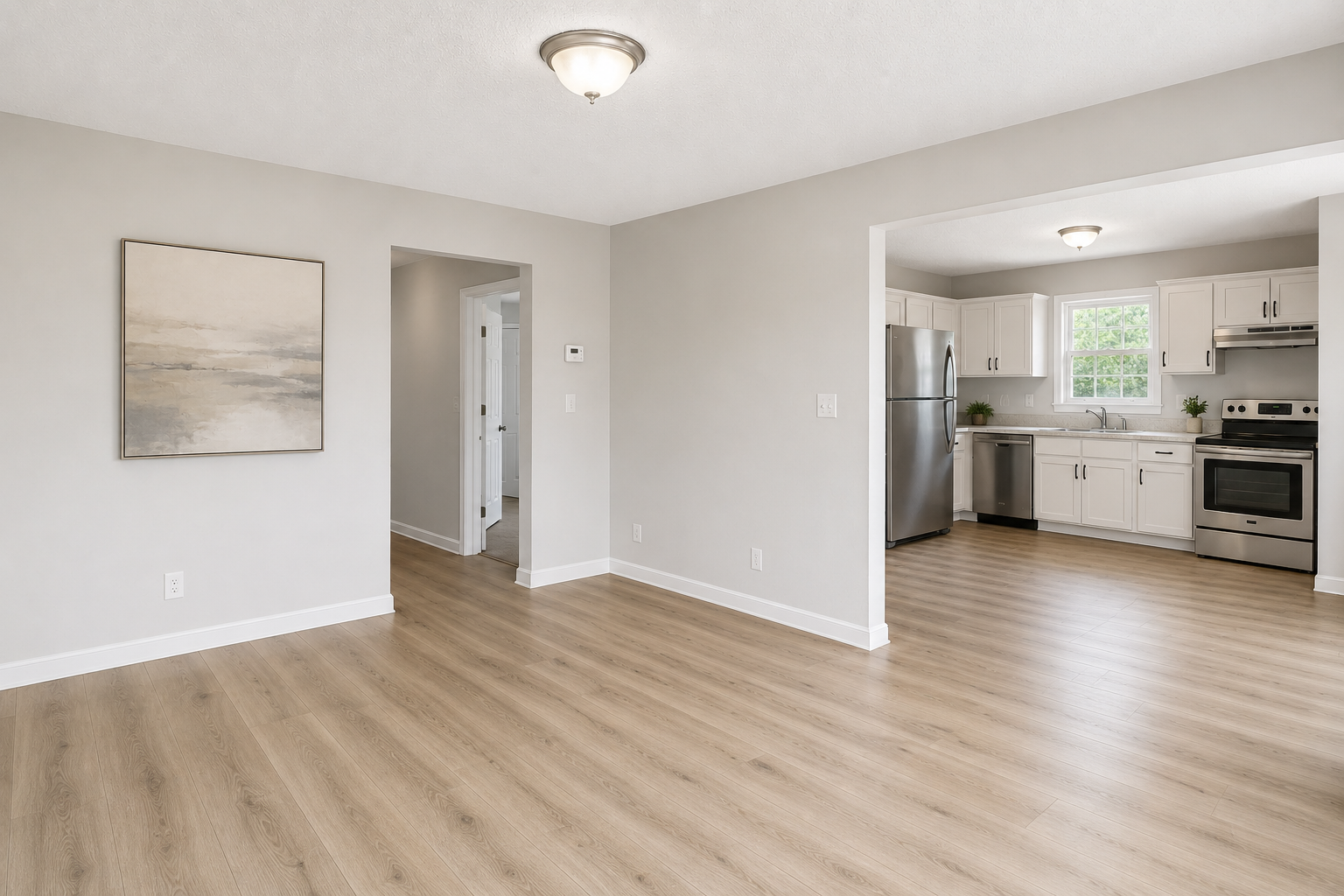 After view of a brighter modern interior space