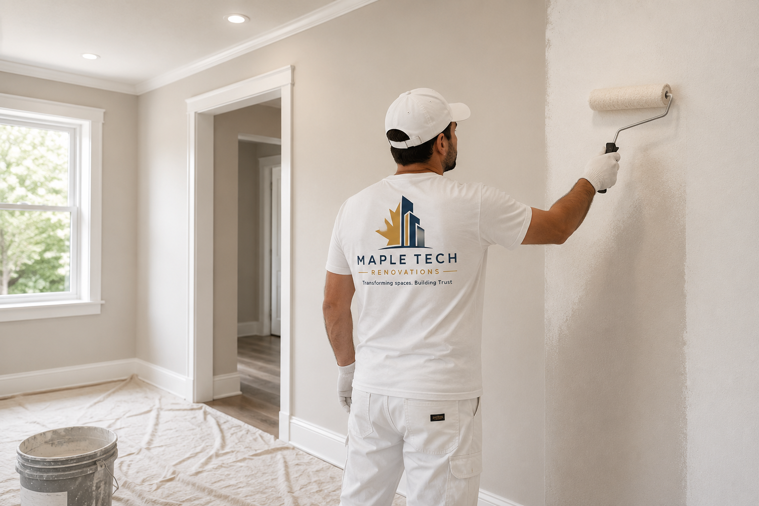 Maple Tech professional completing an interior painting project