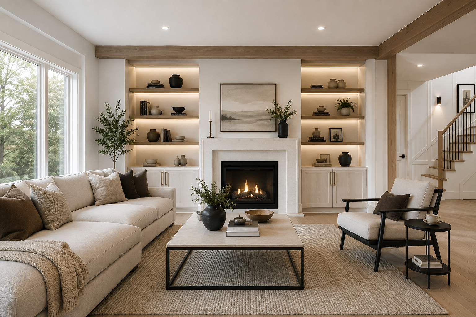 Renovated living room interior by Maple Tech Renovations